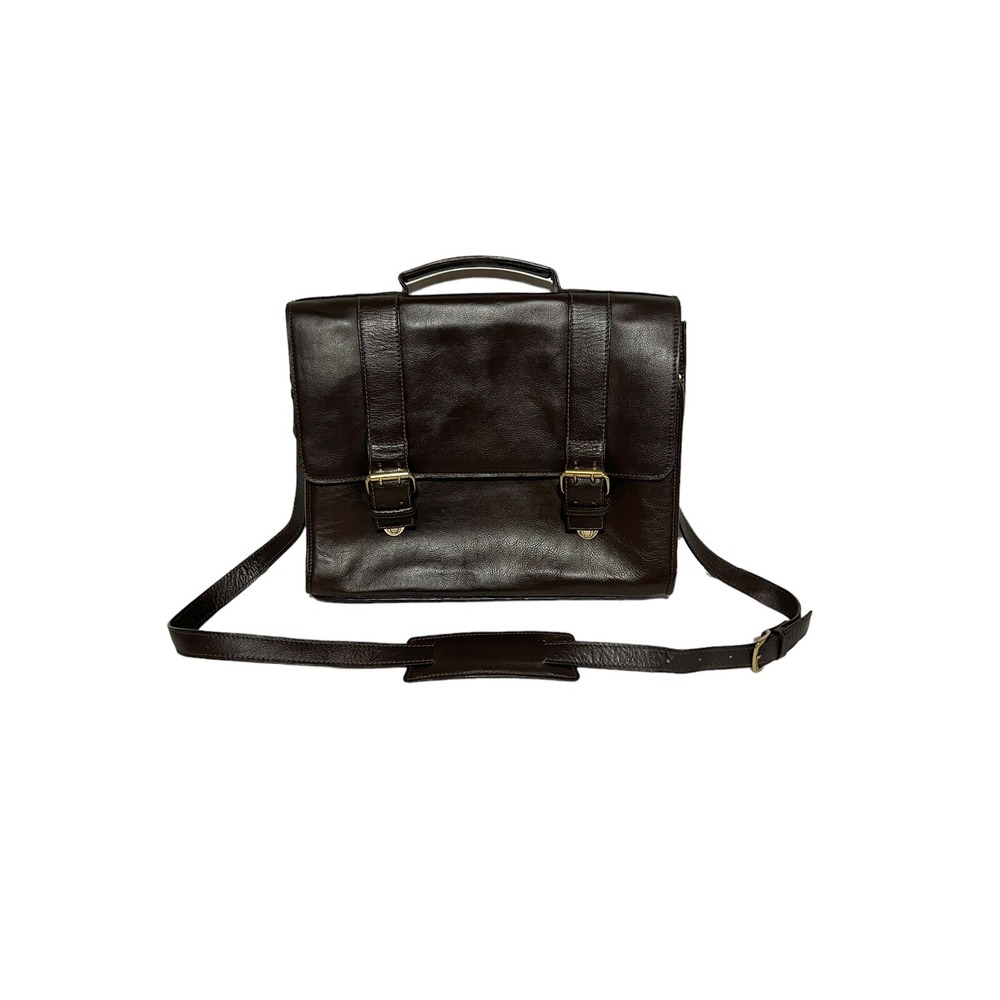 Hidesign Genuine Leather Messenger Briefcase Laptop Bag - Gorgeous Walnut Color